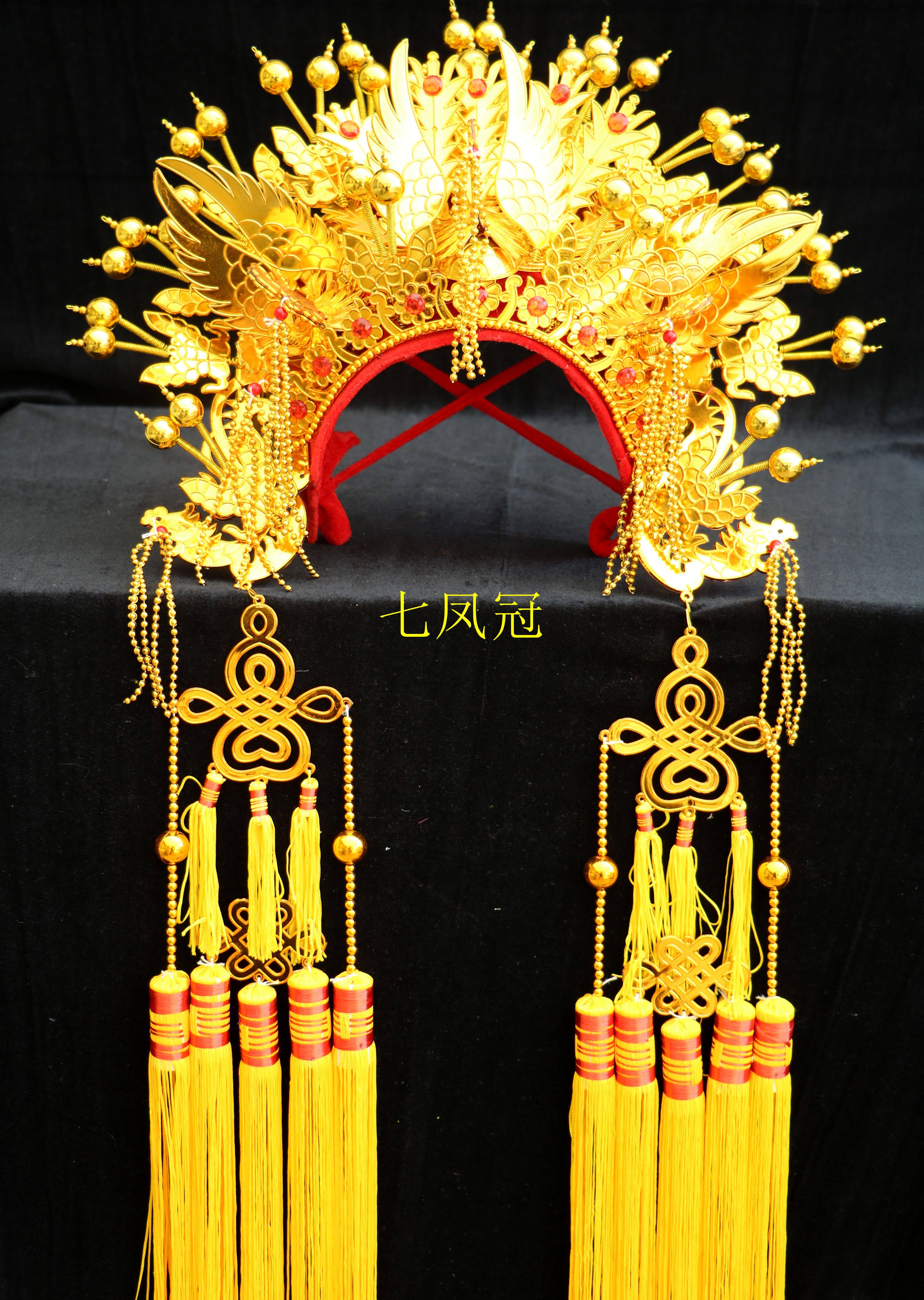 凤冠帽子21年新款五凤国潮凤冠霞帔定做菩萨神像帽子