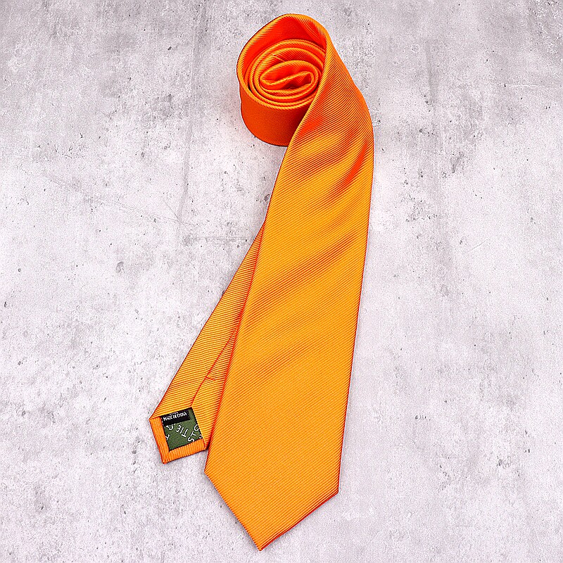 出口尖货色织真丝提花橙色领带男士商务务正领带