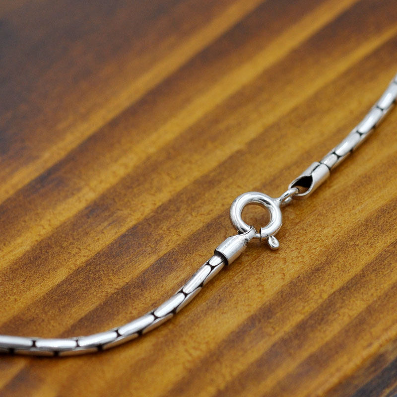 泰国纯银项链s925竹节链粗度毫米精致吊坠配链男项链