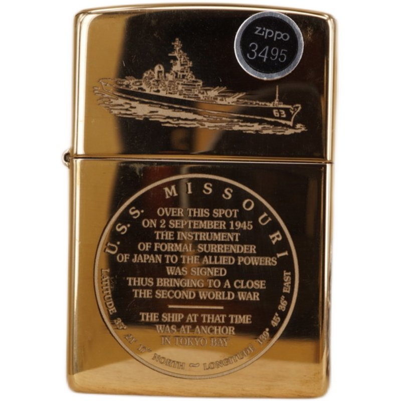 原装2019年全新纯铜蚀刻受降密苏里战列舰zippo防风zippo