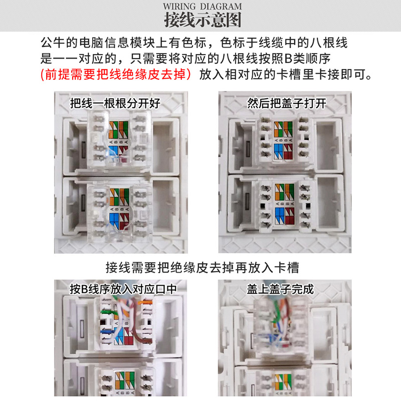 公牛五类网络面板电脑网口86型六类网线盒千兆双口网插口网线插座