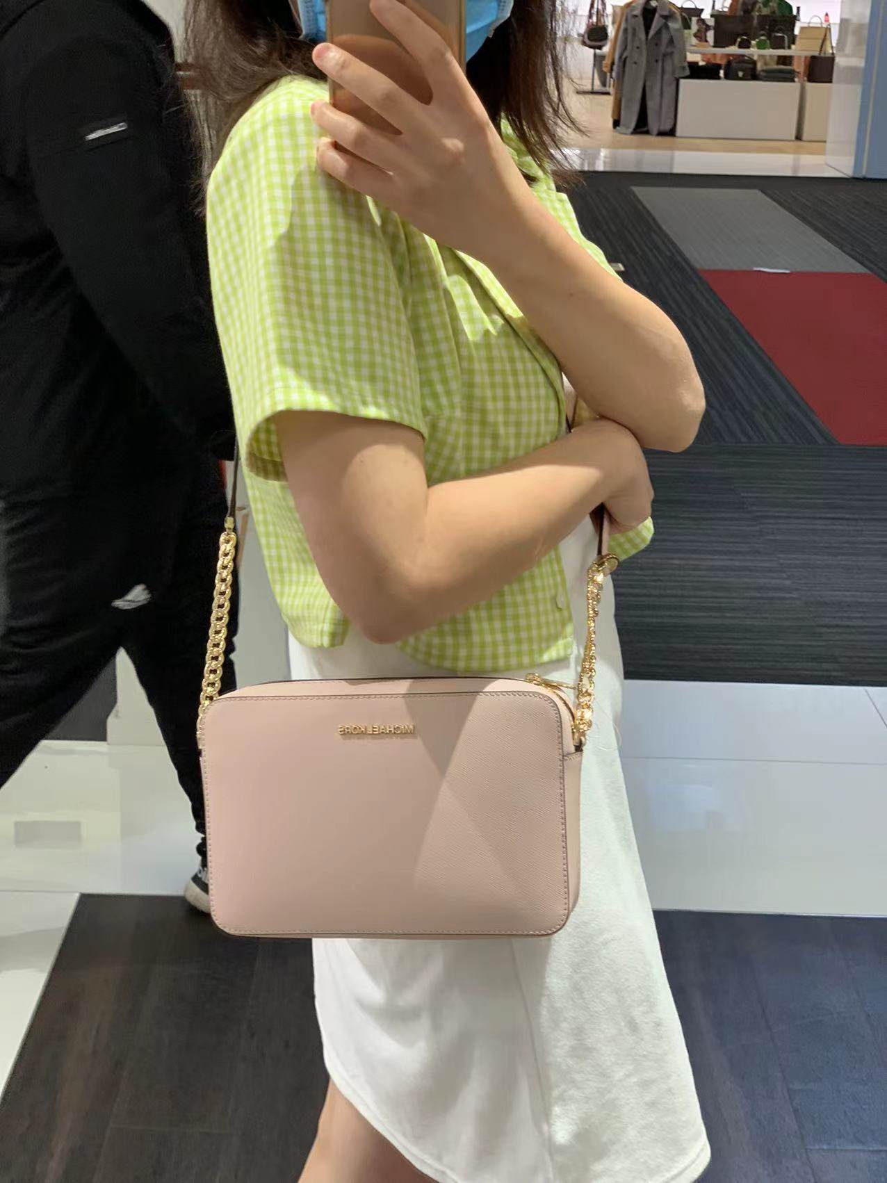 mk相机包单拉链拼皮斜挎包加拿大代购直邮通用款女包