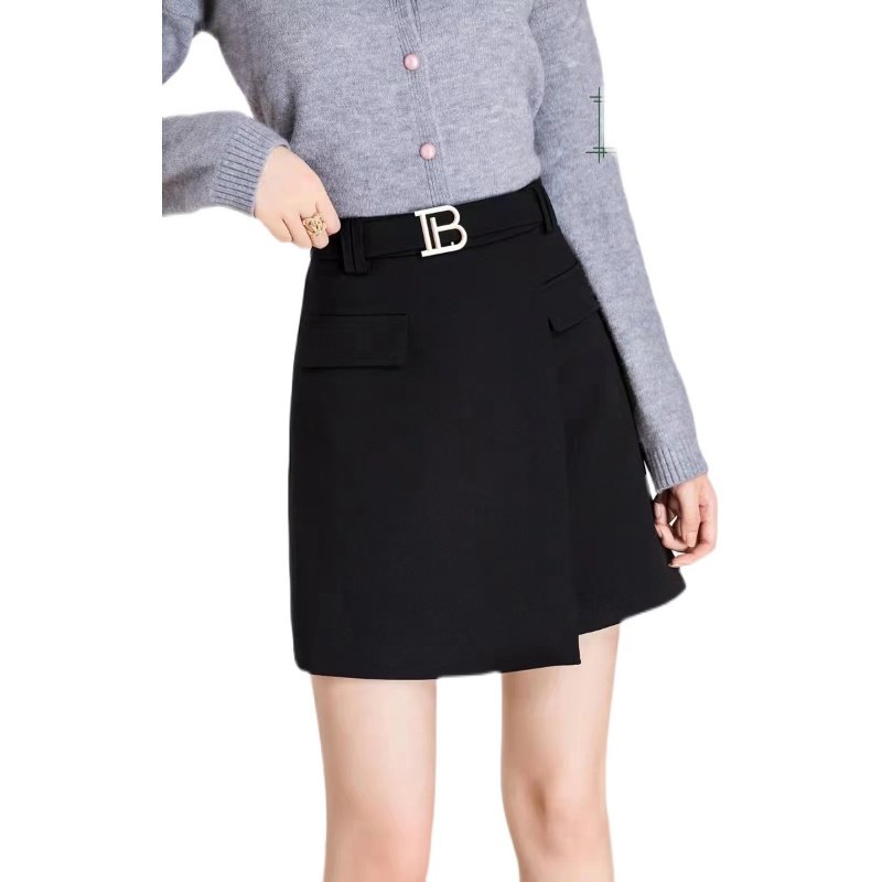 依君怡人152女士a字裙冬季高腰不规则包臀短裙通勤百搭显瘦半身裙