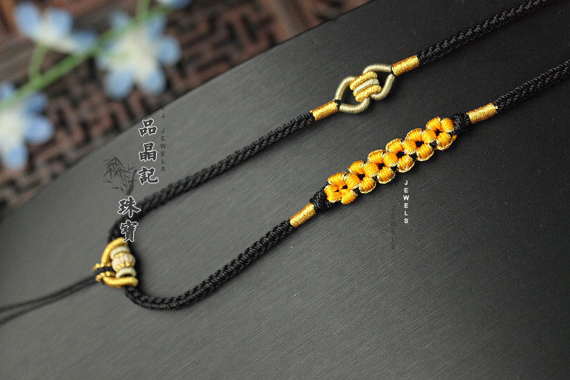 2022男女款手工编织挂脖佛牌项链蜜蜡玉吊坠挂件挂绳桃花结海蓝宝