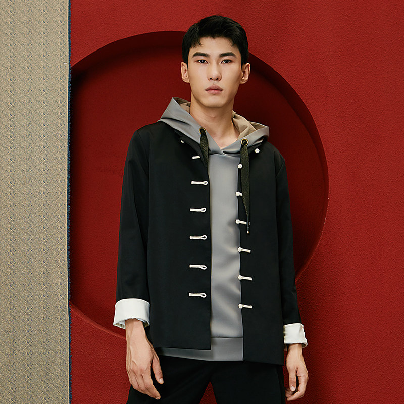 中式设计绣花云纹唐装盘扣立领国风男装中国唐装