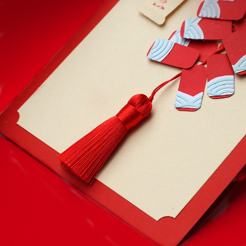 艾晴手贺政治故宫国风意中品创礼品生日党员鞭炮贺卡