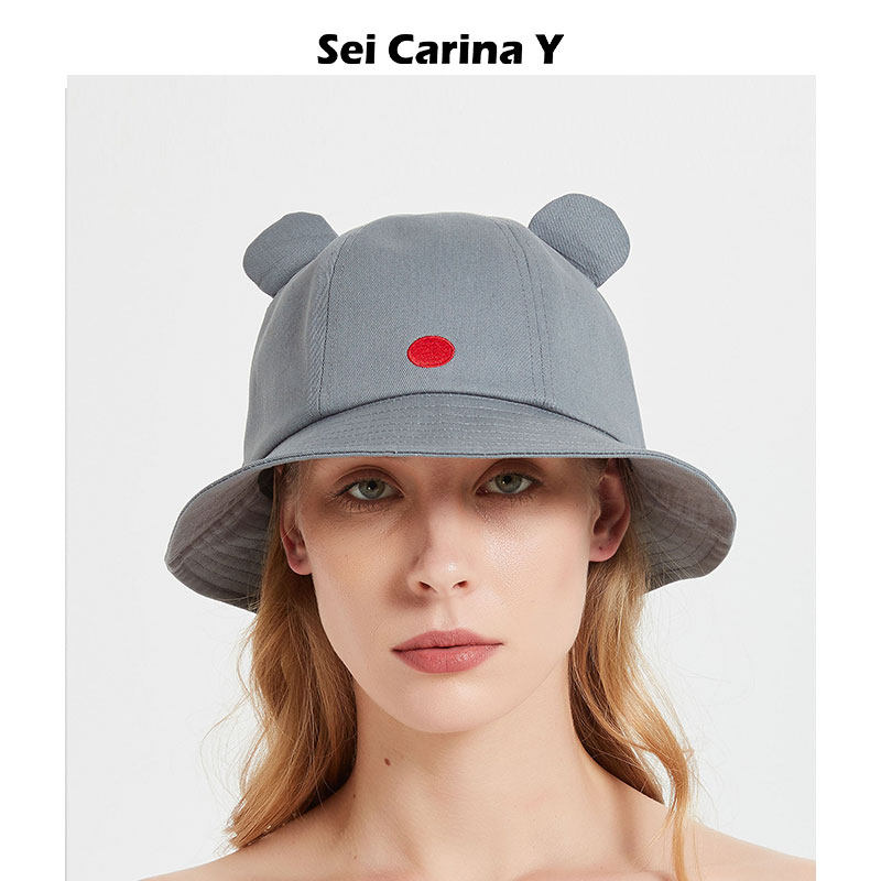 seicarina可爱小耳朵老鼠纯棉渔夫帽子子女新款帽子