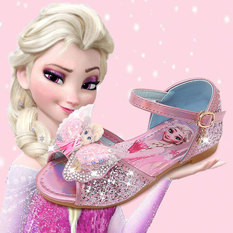 女童凉鞋夏季新款冰雪奇缘艾莎水晶鞋小女孩爱莎凉鞋