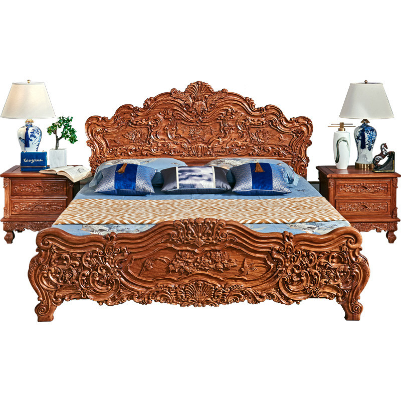 红木大床缅甸花梨木欧欧式正宗刺猬紫檀豪华红木床