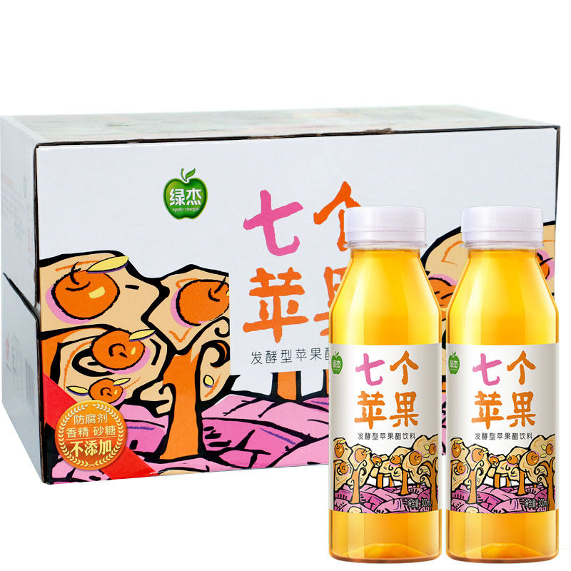 苹果绿杰山东烟台七个饮料300mlx15整箱果味