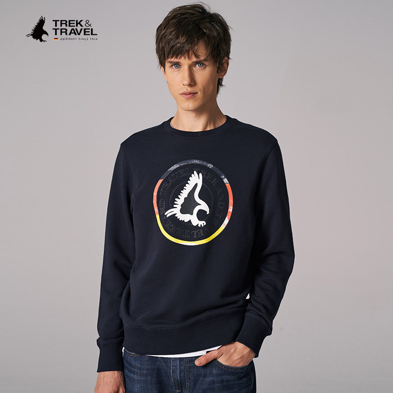 trektravel德国飞鹰春季老鹰鹰图腾2021新品圆领印花卫衣