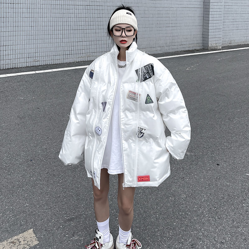 高街ins潮牌透明棉服外套美式街头vibe风冬季加厚面包服棉衣男女