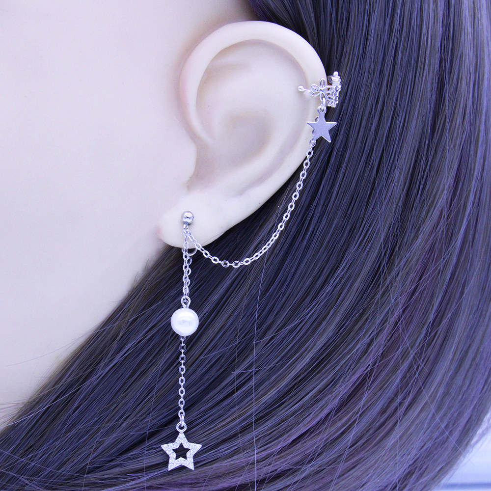 纯银拆分两戴长款流苏原创耳骨耳环一体式连体耳钉