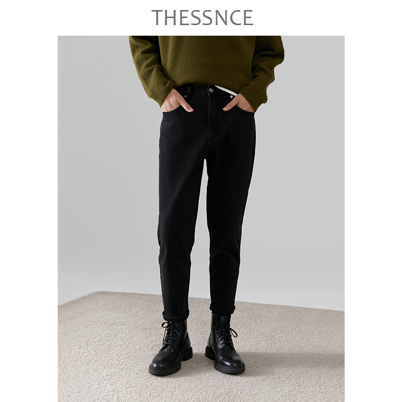 THESSNCE轻奢保暖1条过冬土耳其JIN口紧致回弹加绒牛仔裤男老爹裤