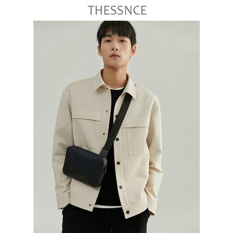 THESSNCE精棉舒弹质感 复式分割口袋设计经典工装夹克外套男春秋