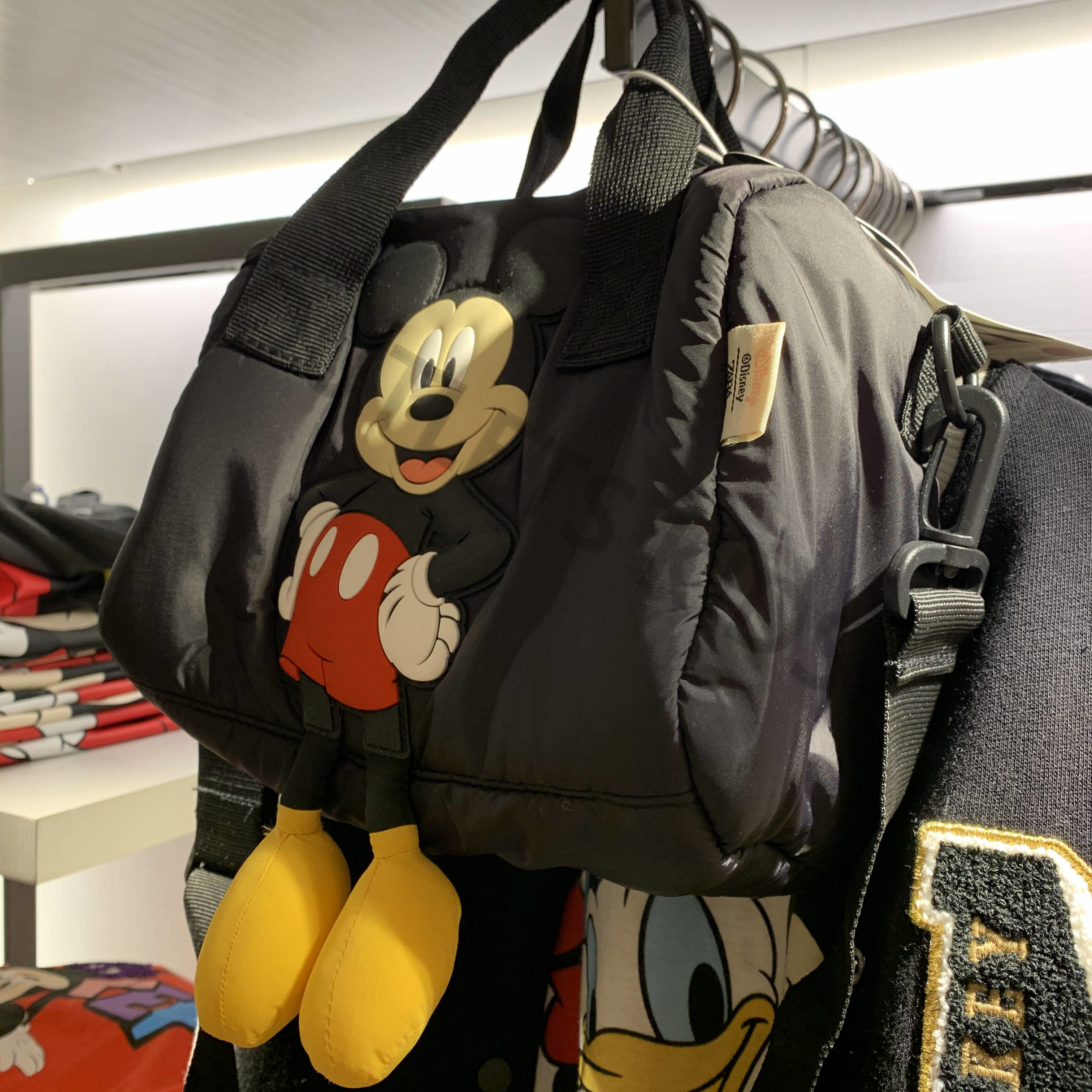 zara wang米奇水桶包迪士尼儿童卡通单肩包女生简约黑色斜挎小包 - 痕