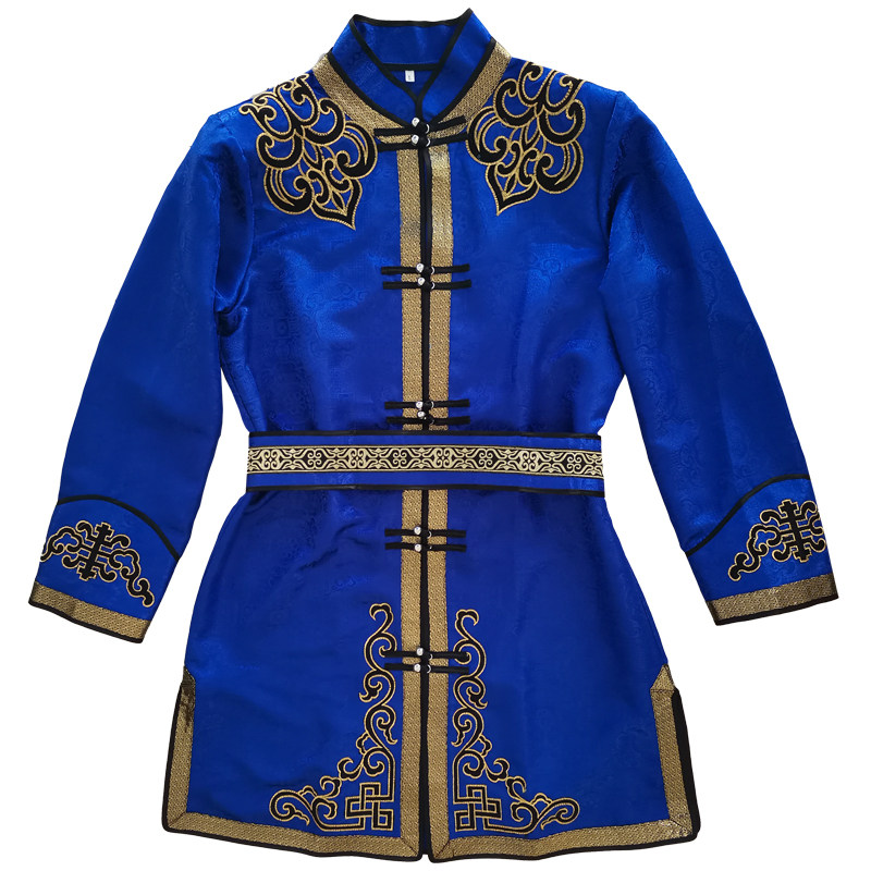 蒙古男士中长新款绣花舞台服饰演出演出服服装其他民族服装