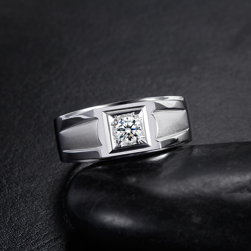 诗华单钻正品定制真钻戒指铂金钻石男士结婚手饰