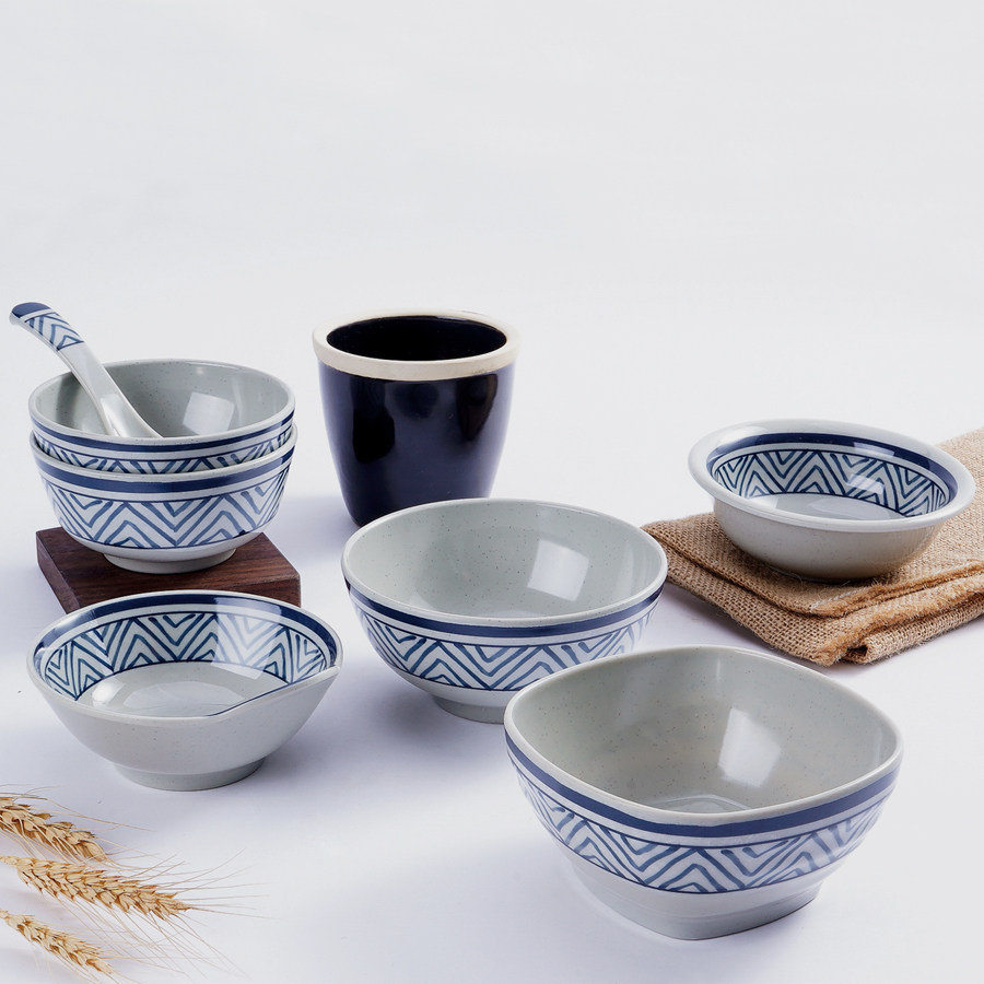 仿瓷餐具碗盘套装火锅餐厅四件件套防摔饭碗碗