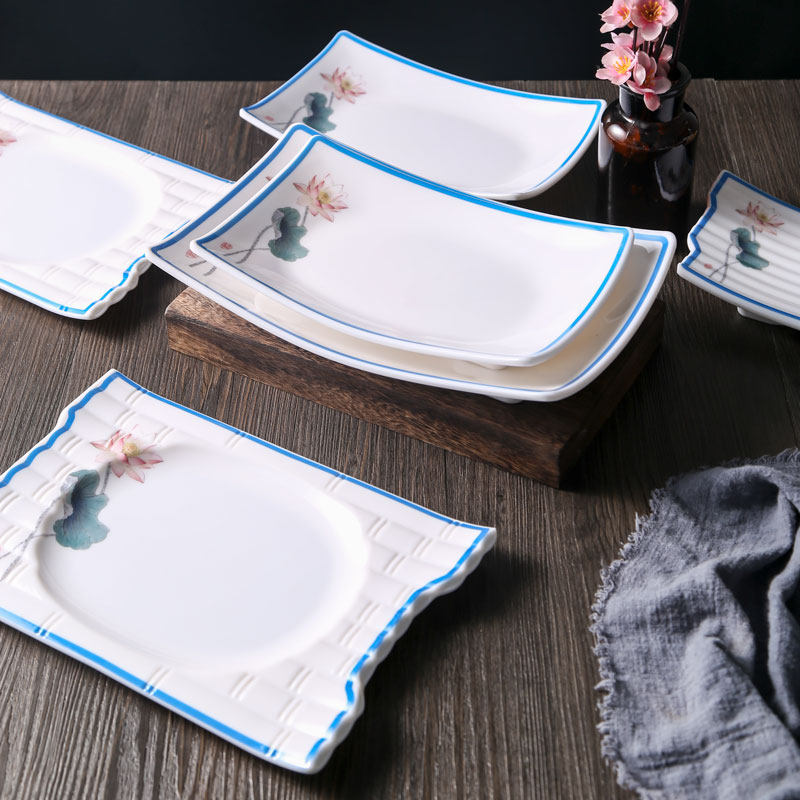 密胺长方形异形盘子商用饭店专用仿瓷塑料餐具食品级创意装菜盘子