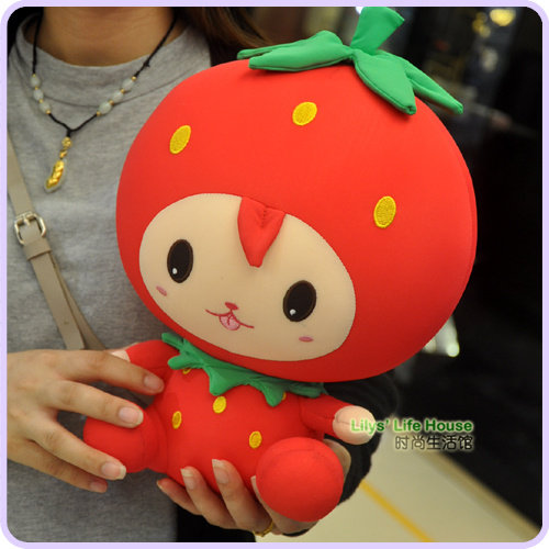 韩国纳米雪花泡沫粒子爱小草莓娃娃毛绒布艺类玩具