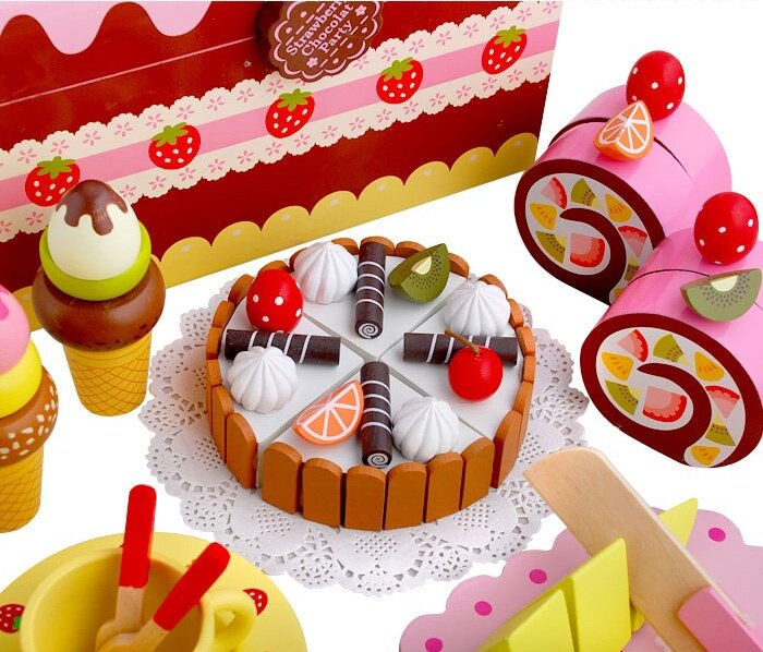 木制蛋糕甜蜜公主草莓巧克力派对儿童厨房过家家玩具过家家玩具