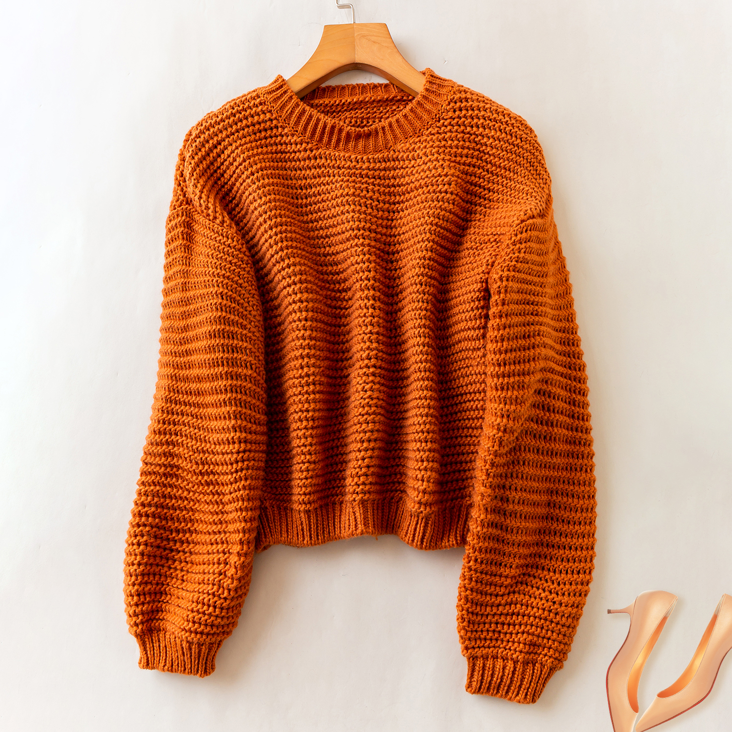 长袖春季新款时尚粗针毛衣宽松韩版百搭针织衫毛衣