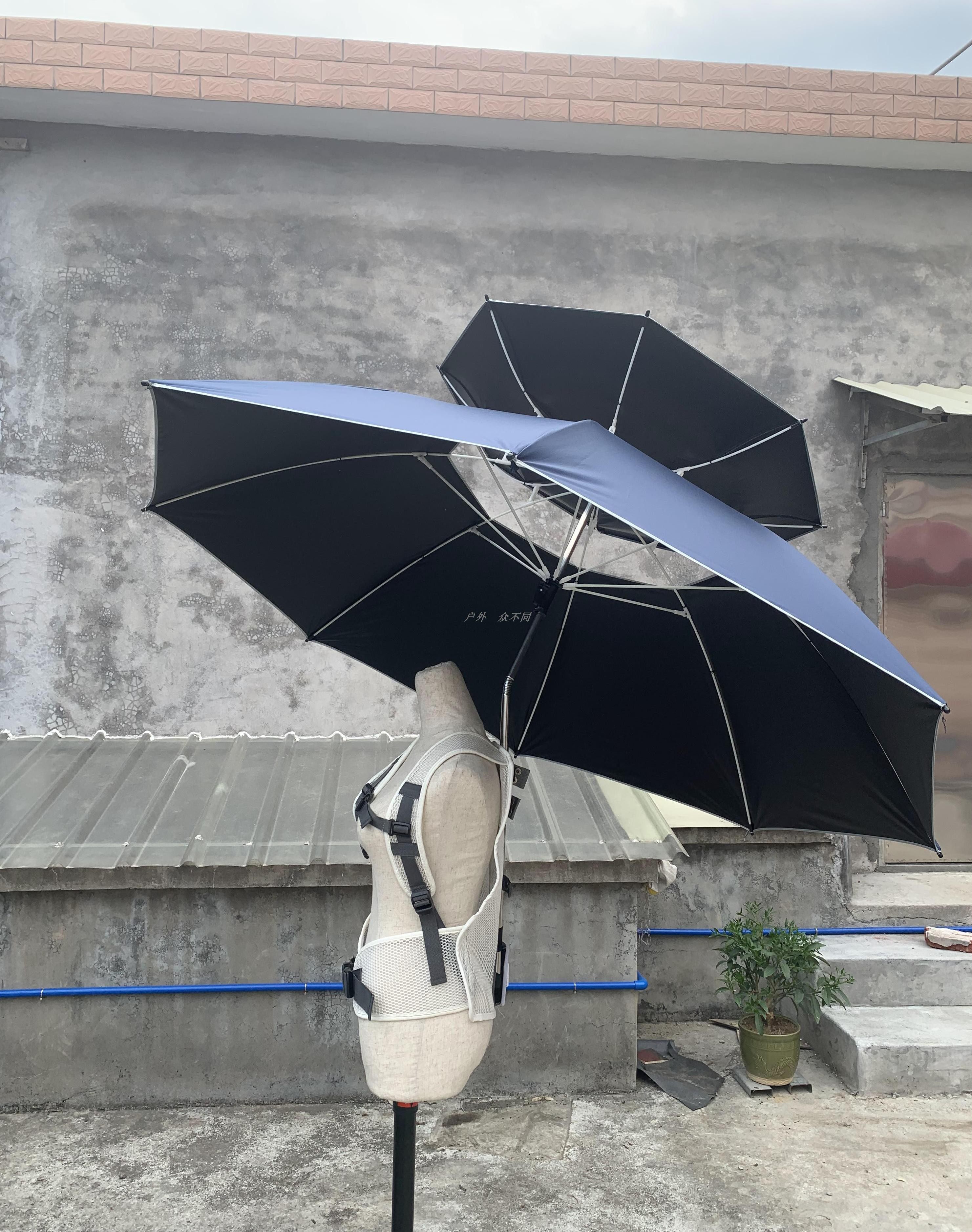 免持背包摄影超大遮阳采茶折弯可背懒人伞防伞