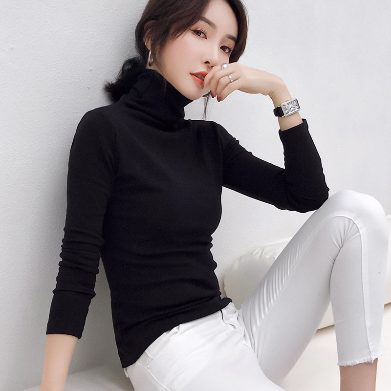 高领打底衫女薄款长袖恤女秋衣2020秋冬紧身t恤