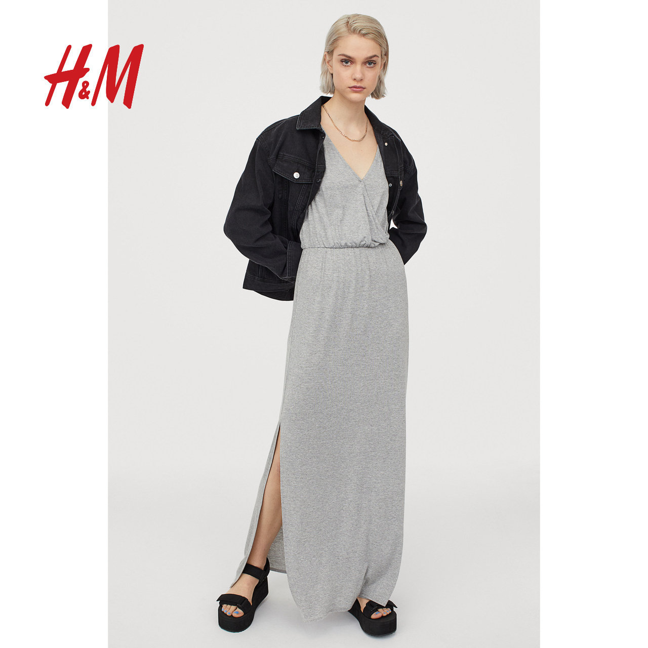 hmdivided女装气质轻熟裙子子女内搭连衣裙开叉连衣裙