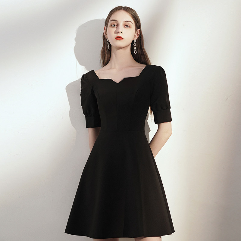 黑色法式晚礼服裙女赫本宴会气质生日派对连衣裙礼服