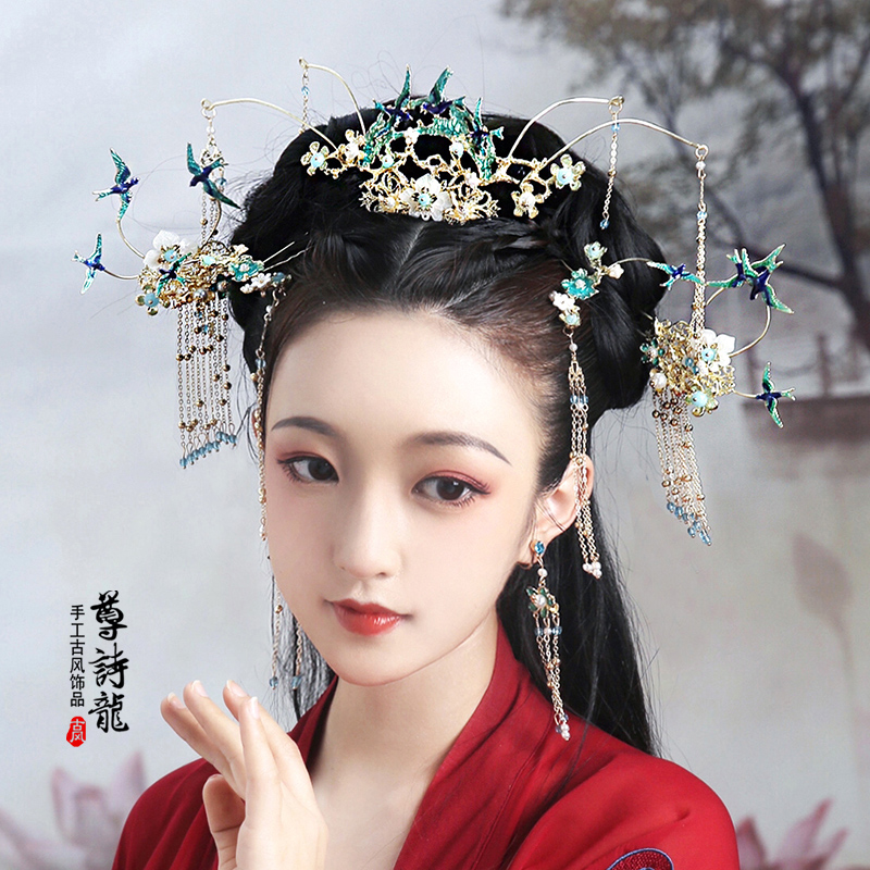 汉服发冠女古风凤冠头饰全套古装古代发饰仙气发饰