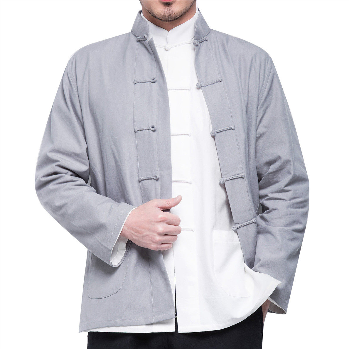 中国风唐装男青年上衣汉服男士中式春秋冬季外套居士服中老年长袖