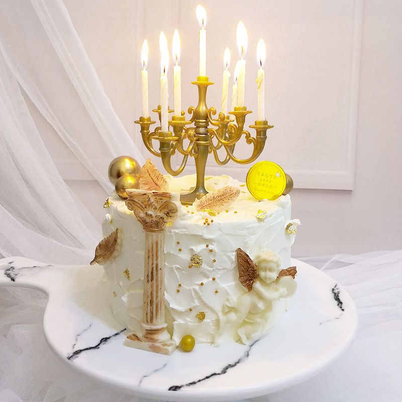 新品网红抖音ins小红复古烛台生日蛋糕创意北京新鲜生日蛋糕