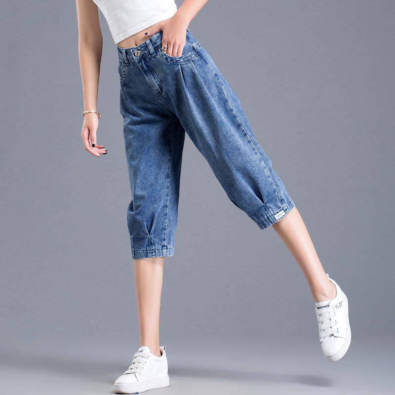 女士六分薄款夏季灯笼裤个性时尚老爹宽松牛仔裤牛仔裤