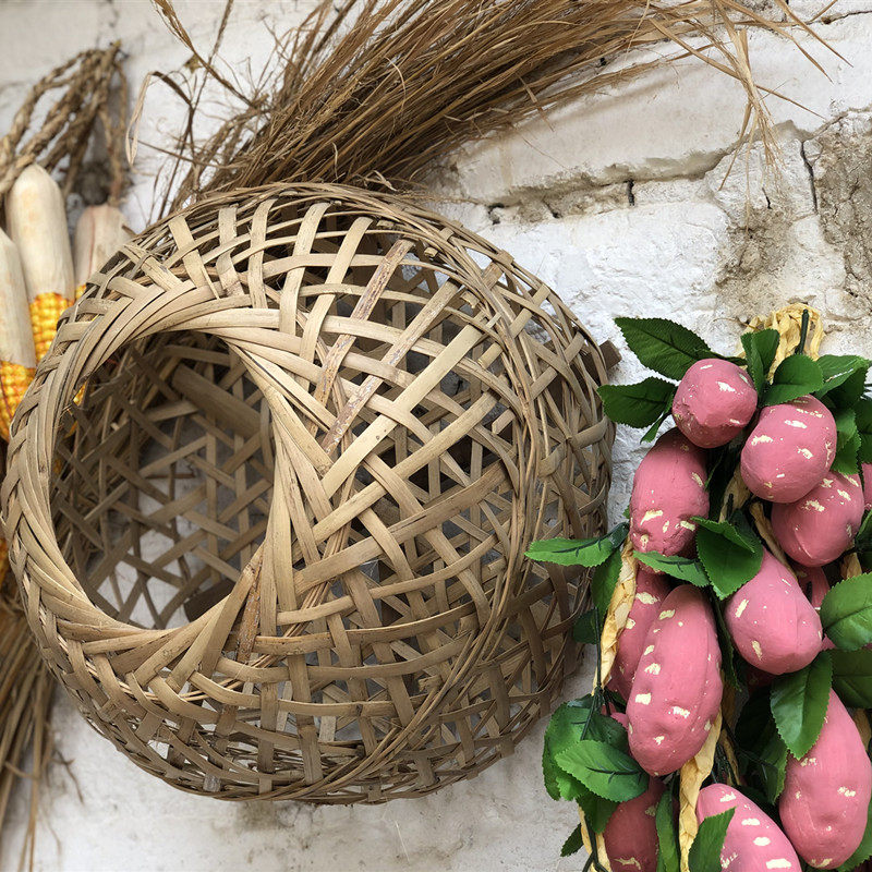 餐厅挂墙装饰鸡笼柴火火鸡竹编笼子子鸡鸭笼壁饰