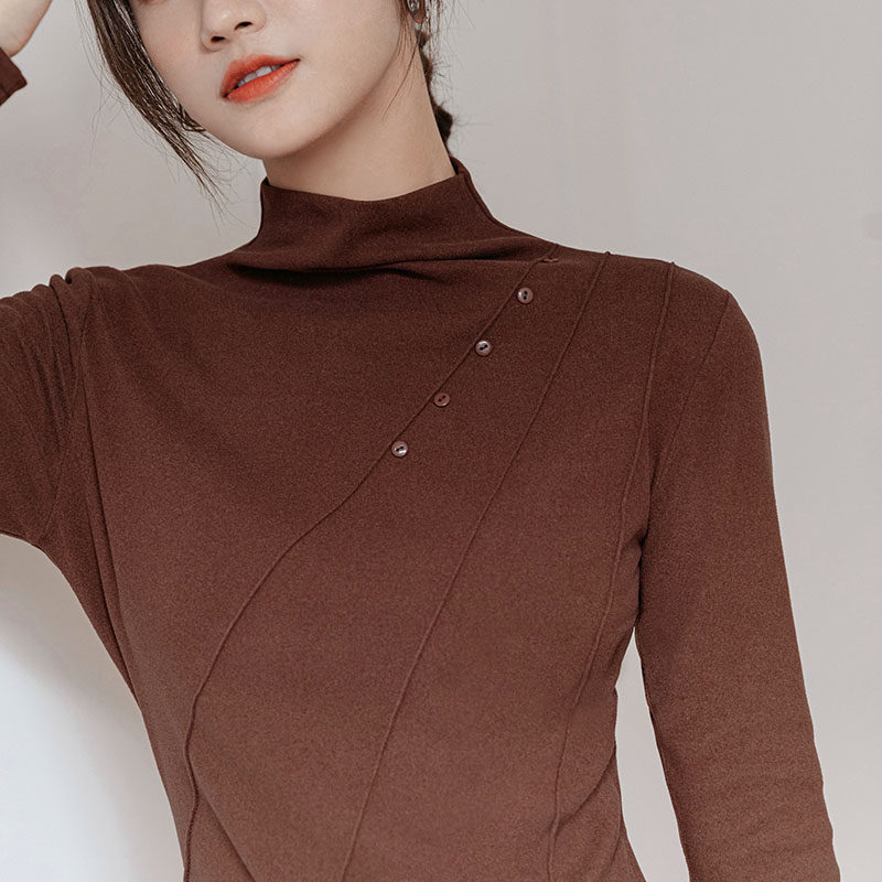 半高内搭长袖黑色新款2021衣服洋气高领秋冬t恤