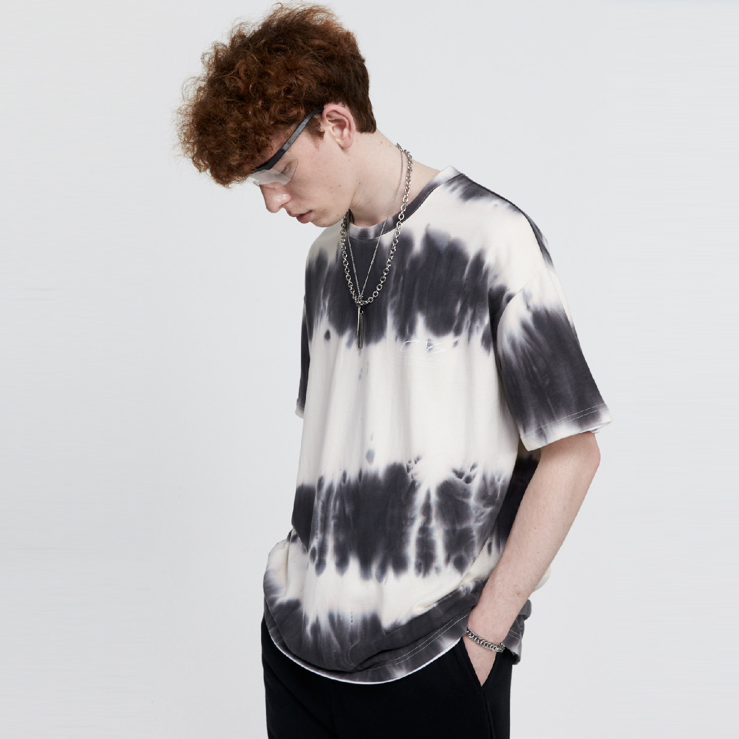 vengetice 宽松扎染渐变短袖 潮流水洗情侣装男潮牌夏国潮嘻哈t恤