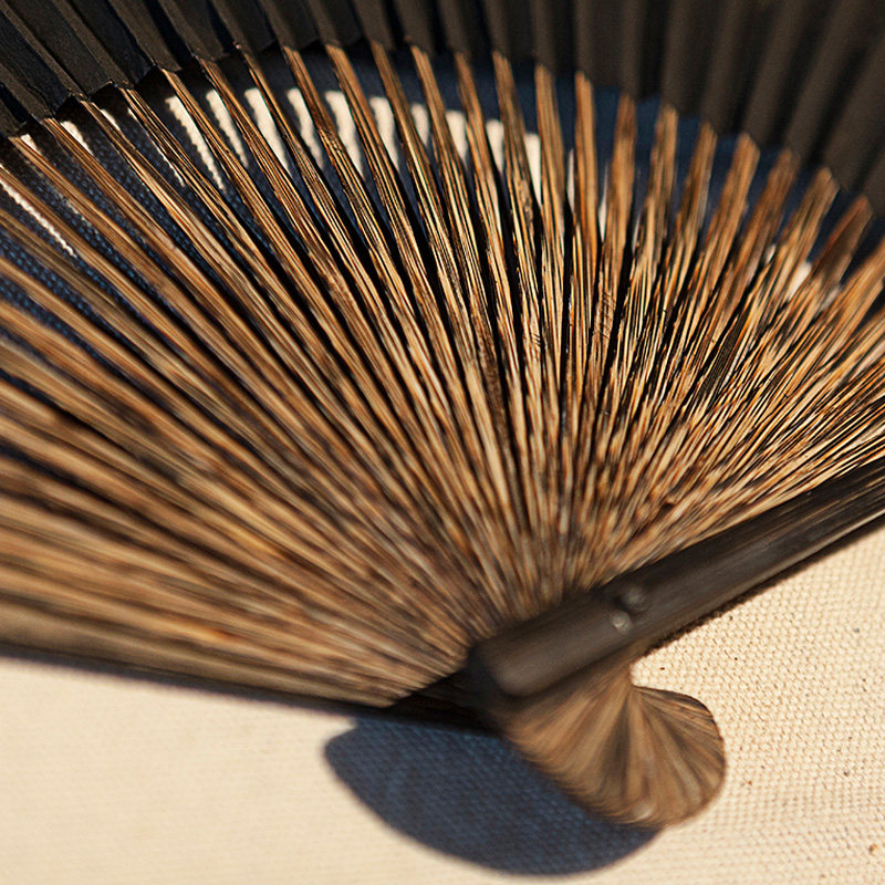 杭州王星记《千字文》30cm全棕真金黑纸书法扇 折扇 扇子 收藏扇