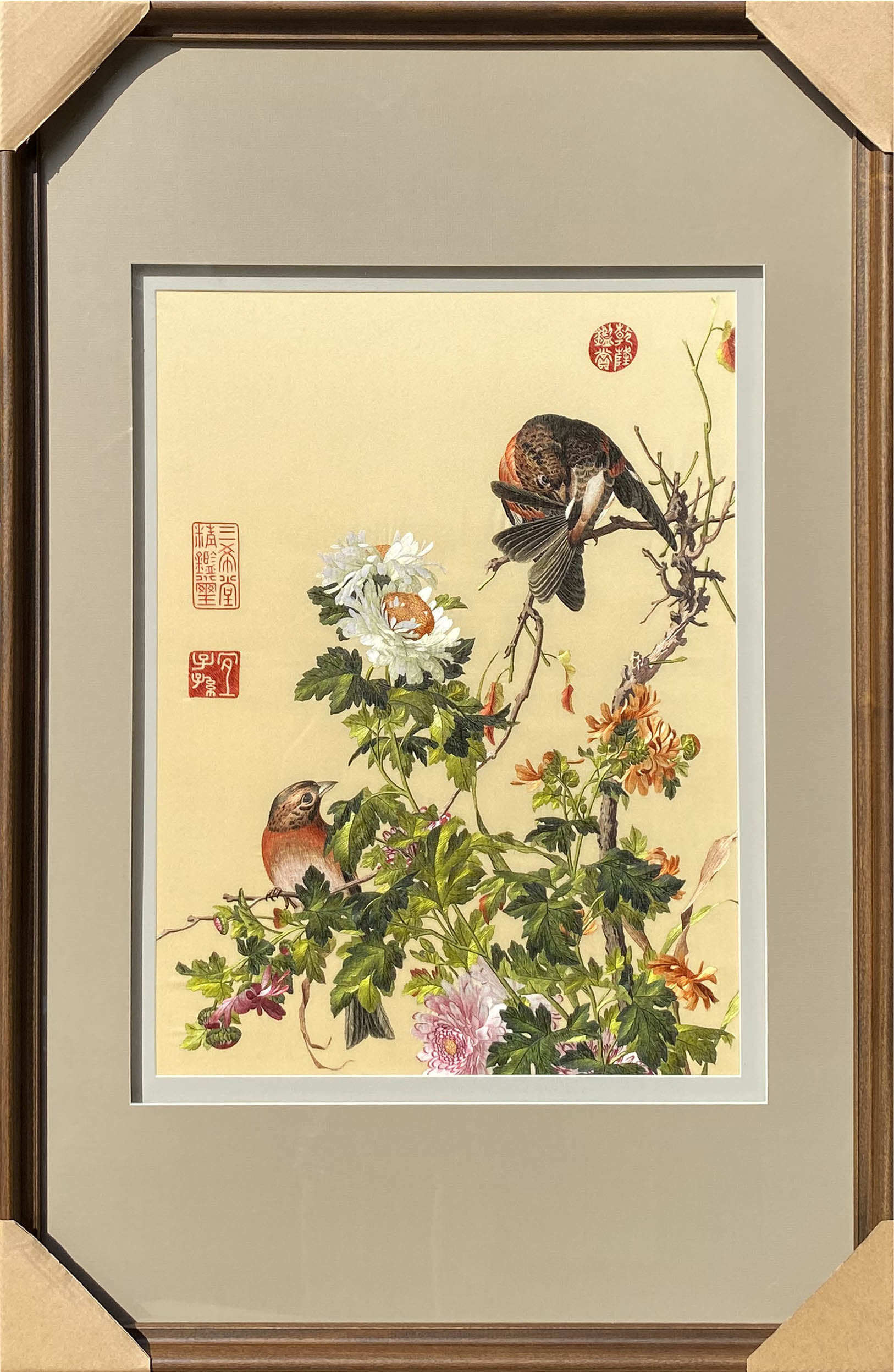 东吴绣娘手工刺绣苏绣精品丝线世宁玉兰菊花紫藤苏绣