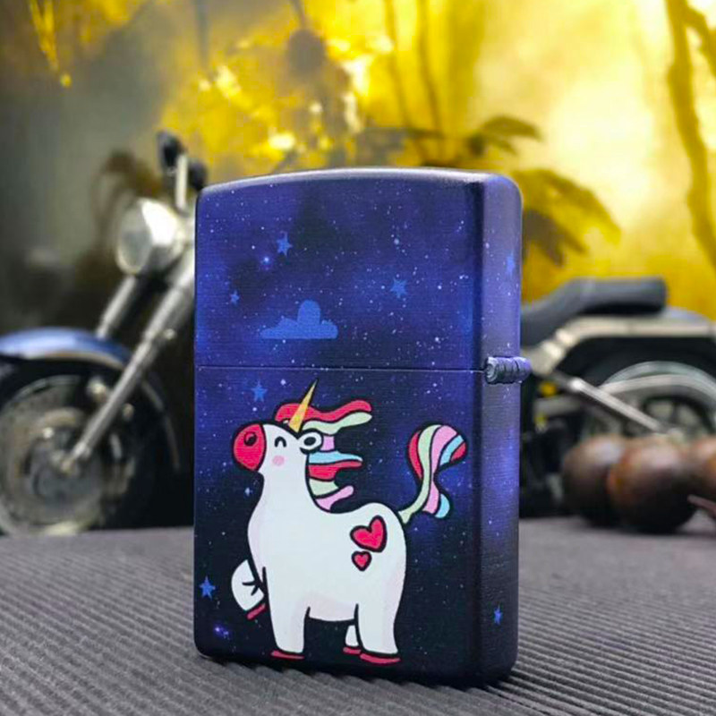 原装正版zippo防风打火机梦幻独角兽哑漆彩印男友zippo