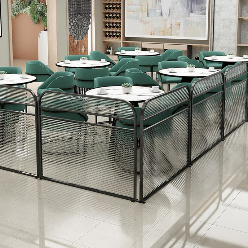 轻奢餐厅卡座屏风钢化长虹玻璃隔断火锅店音乐高隔断