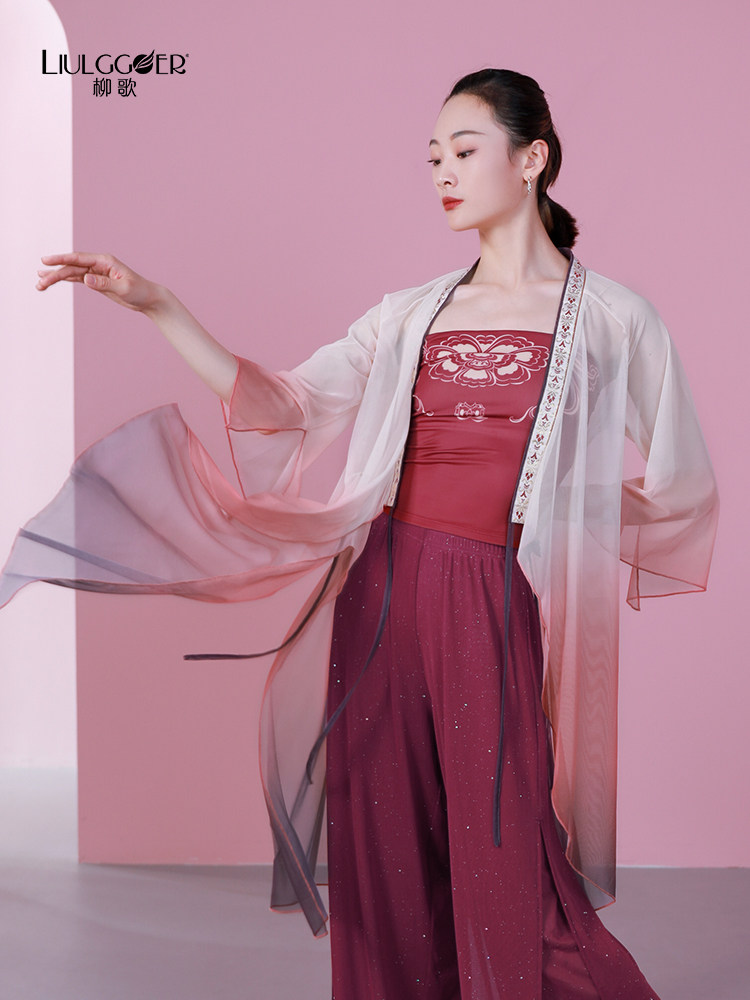 柳歌古典舞蹈服女纱衣民族舞舞台演出表演服中古典舞服