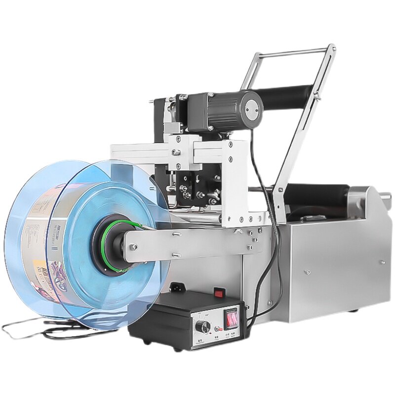 台式小型半自动圆瓶贴标机玻璃瓶塑料矿泉水瓶手动不干胶贴标机