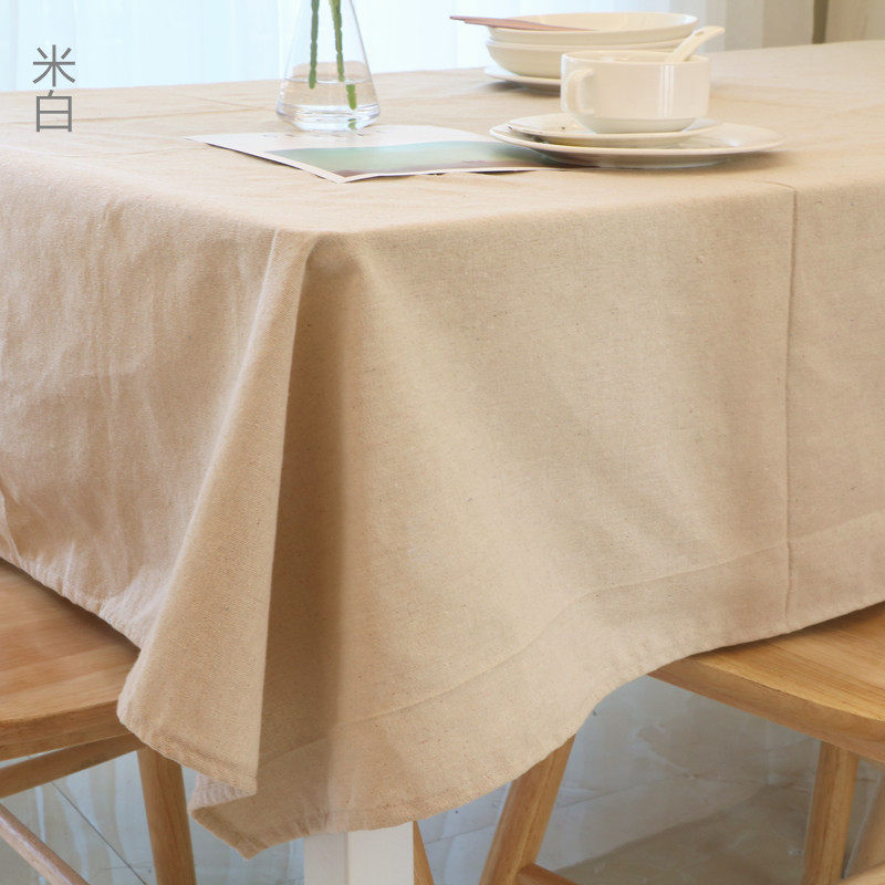 桌布素色本色简约纯色全棉本白方形桌布