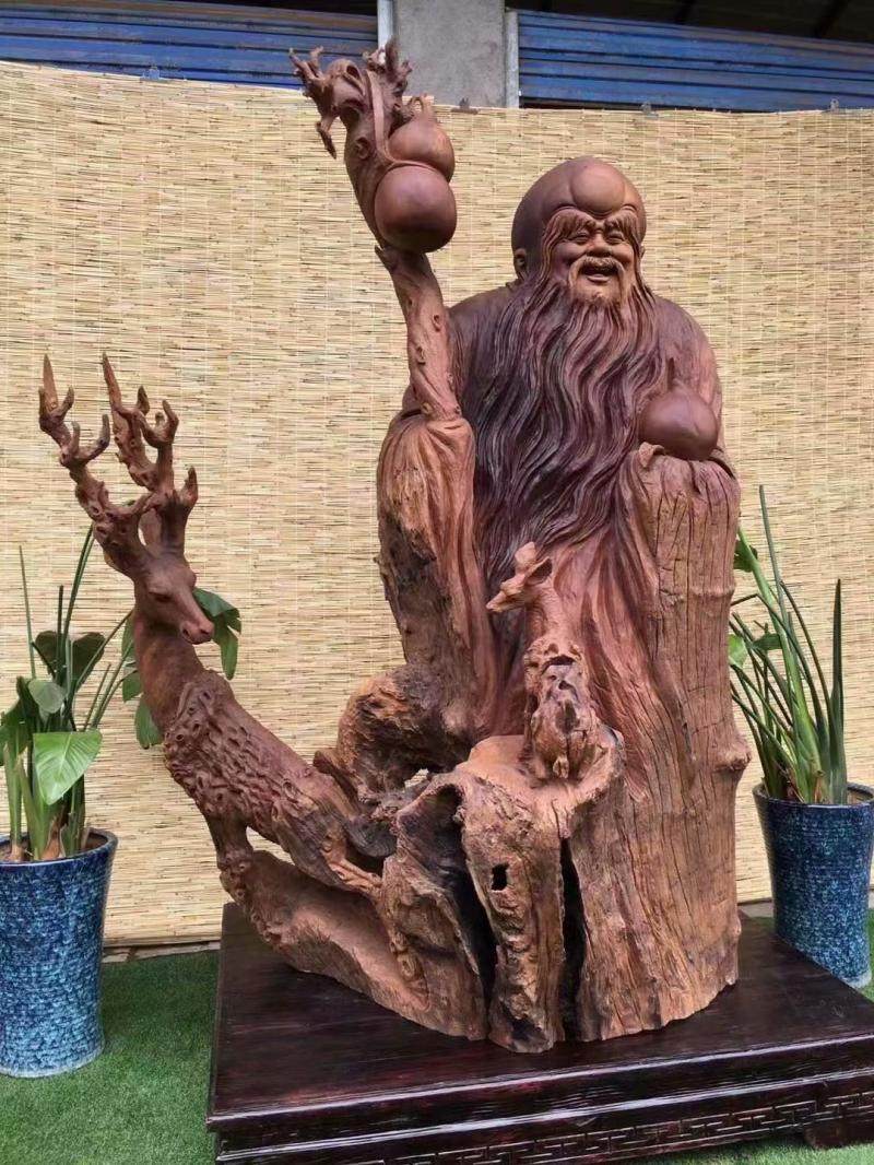 寿星木雕木雕工工艺品摆件整体老料大师开脸收藏根雕