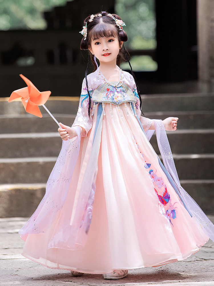 8月新款汉服女童夏季薄款中国国风唐装儿童汉服