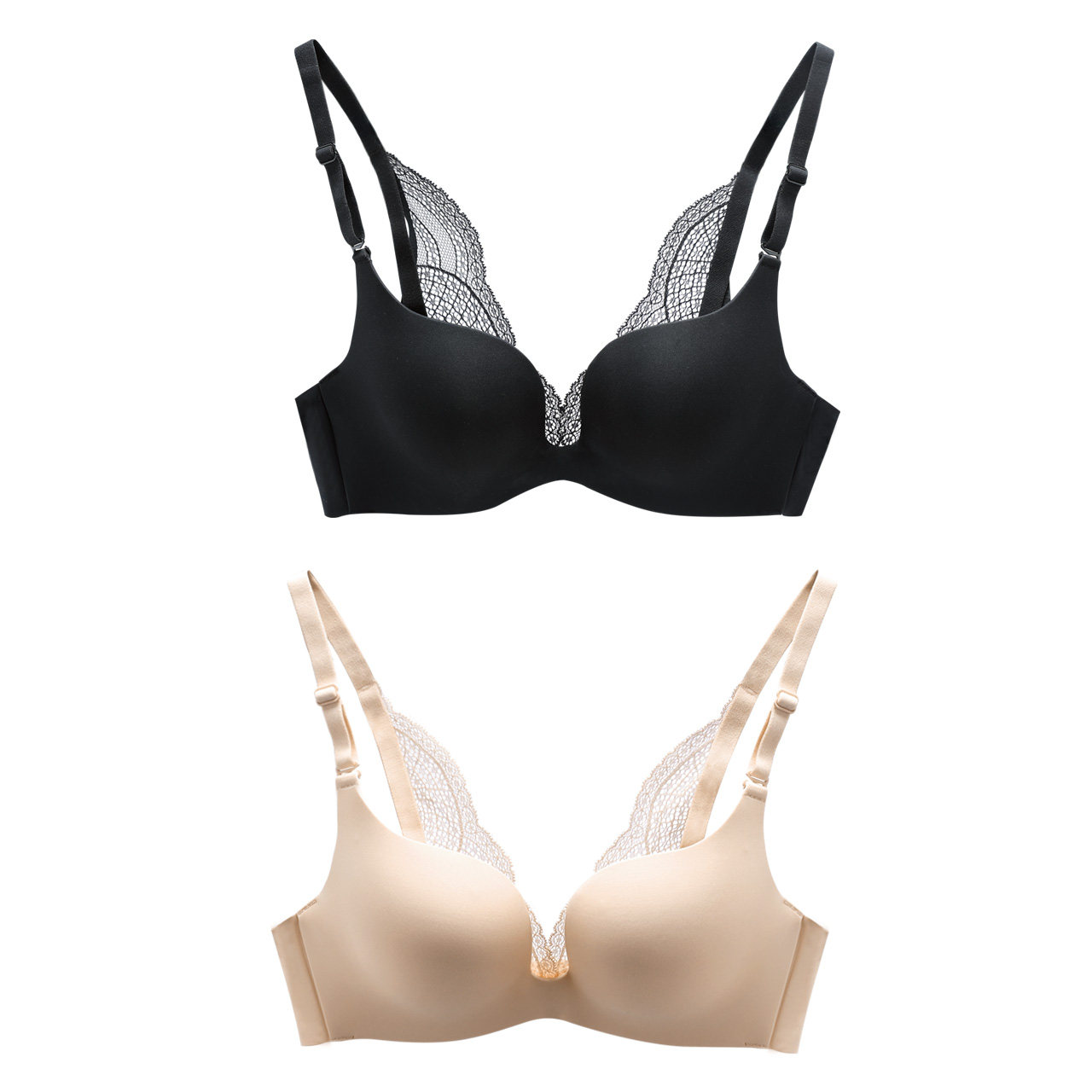 夏季蕾丝美背文胸聚拢钢圈薄款性感冰丝无痕文胸