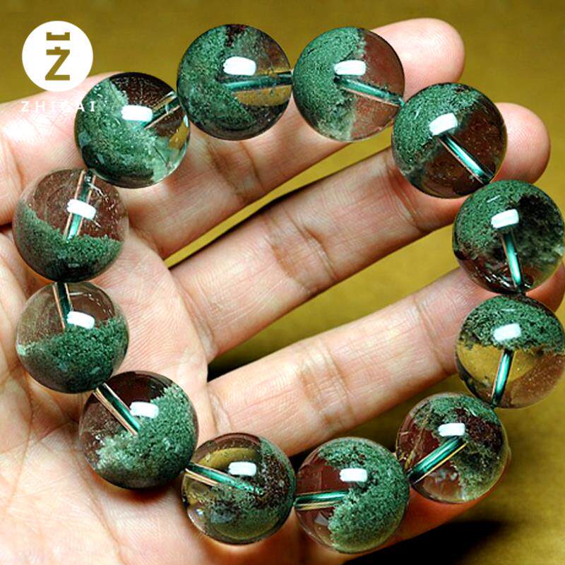 天然水晶绿幽灵手链千层山聚宝盆绿幽灵手男女女款手链