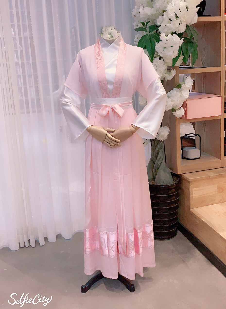汉元素常服汉服古装女装对襟半臂短褙粉色仙气汉服定制
